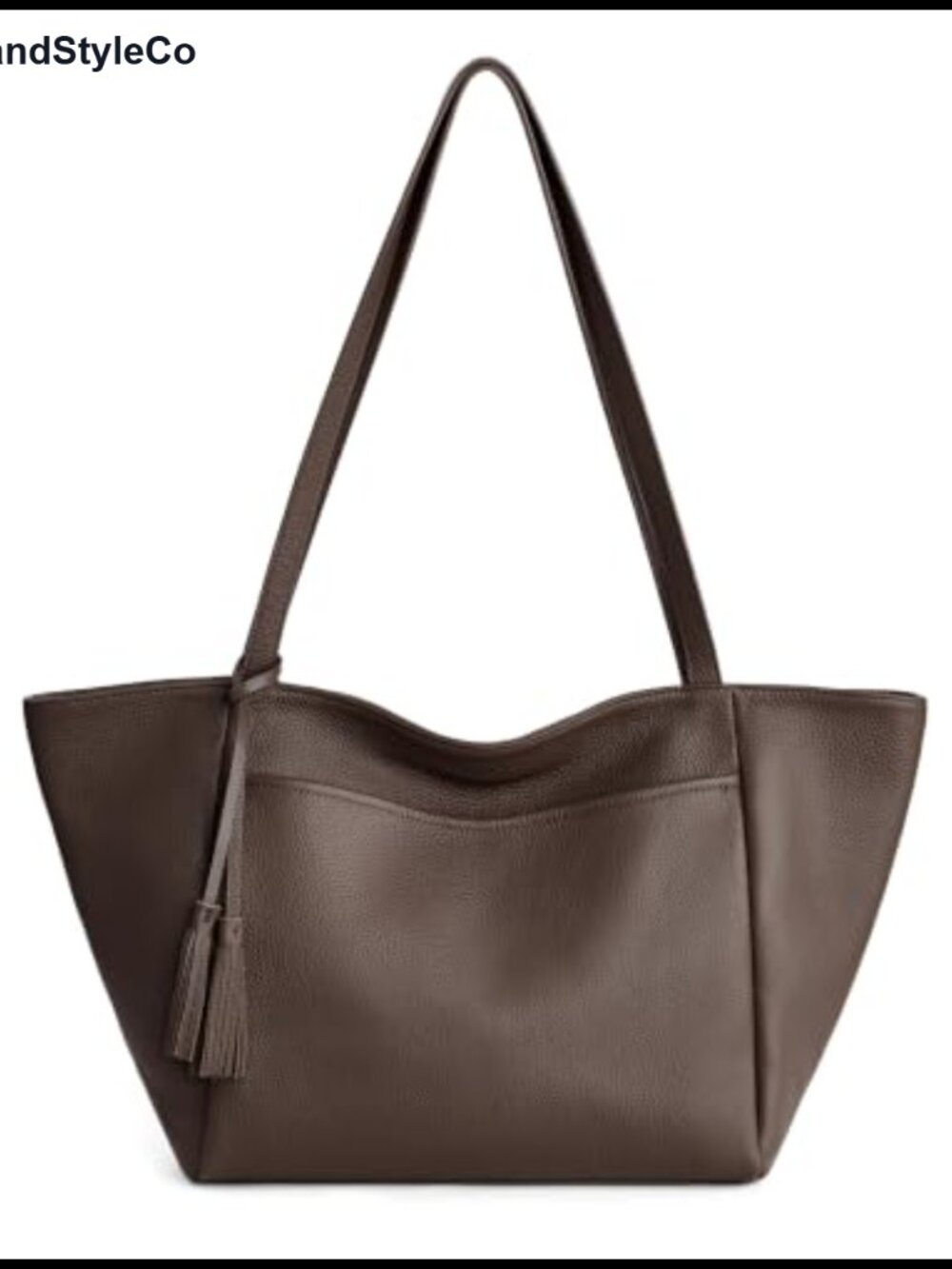 Genuine Leather Tote Bag Zip Slouchy Work Shoulder Bag with Pockets